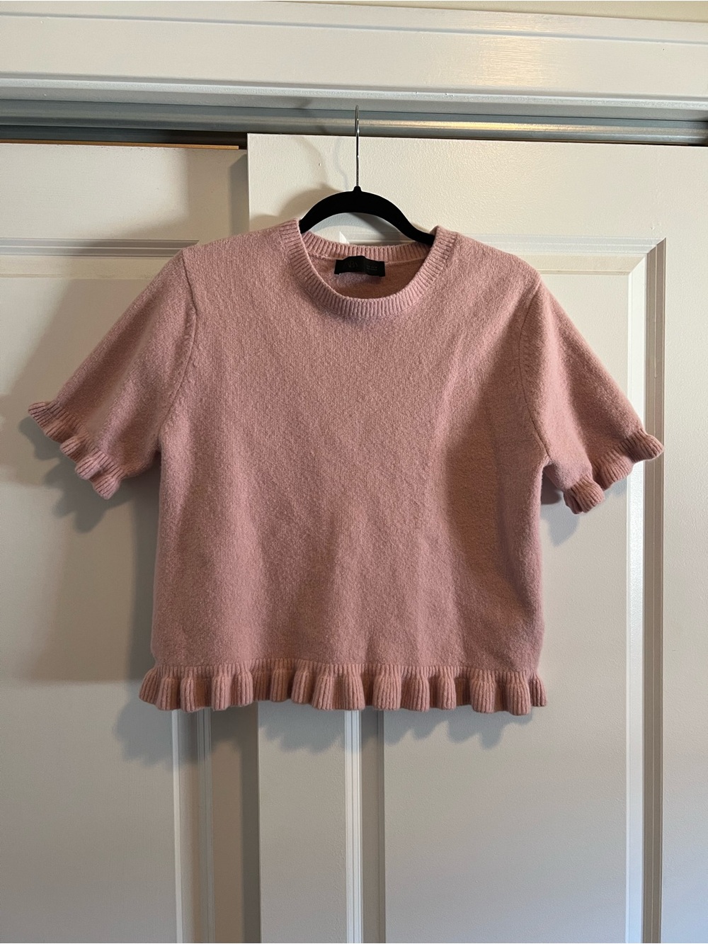 Zara Pink Classic Crewneck Knit Sweater Jumper Size L Cozy Soft Pullover
